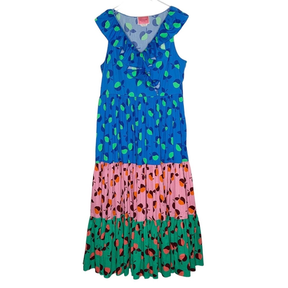 Kate Spade Blue, Pink, and Green Ruffle Dress